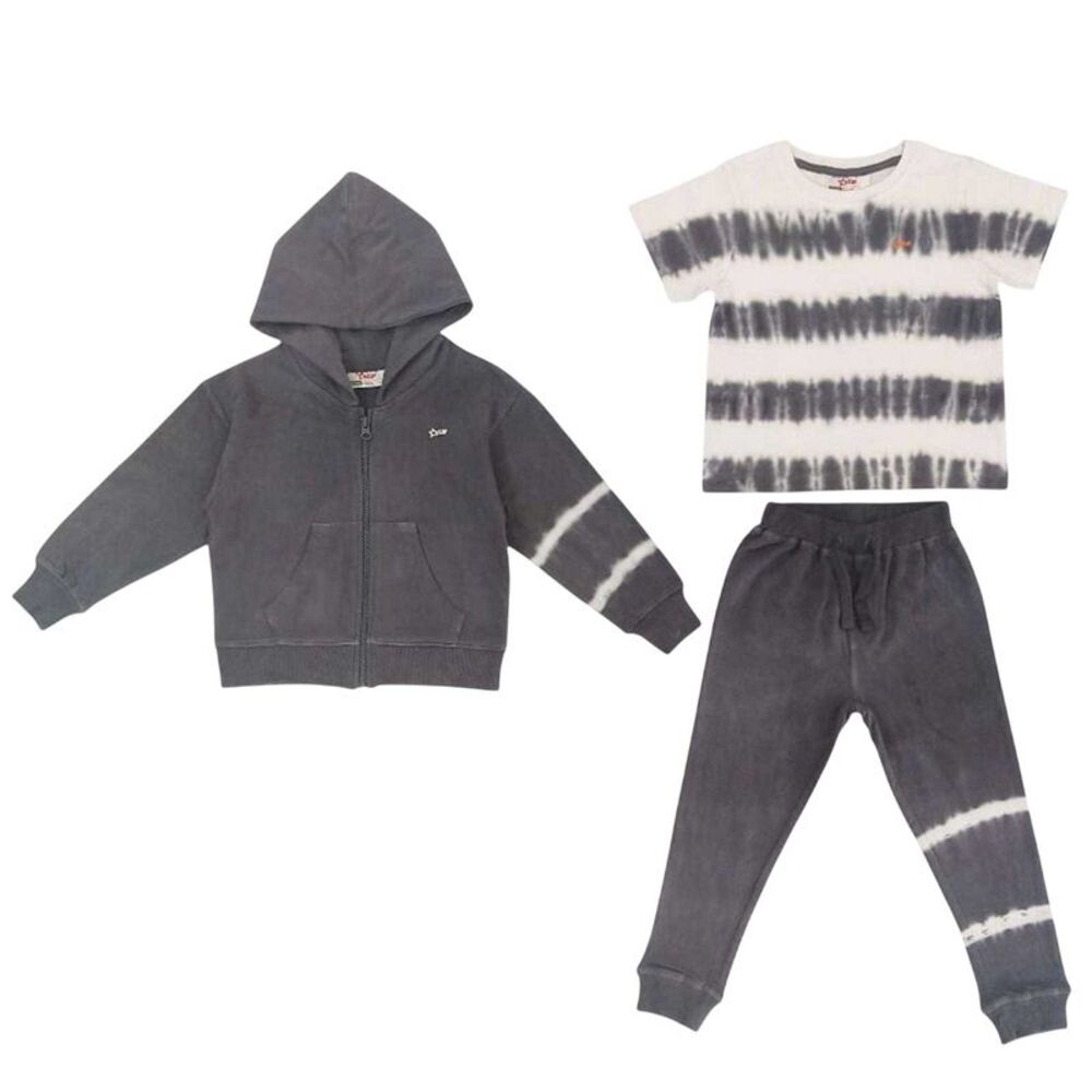 Star Childrens/Kids Tie Dye Cotton Hoodie And Joggers Set / Gray